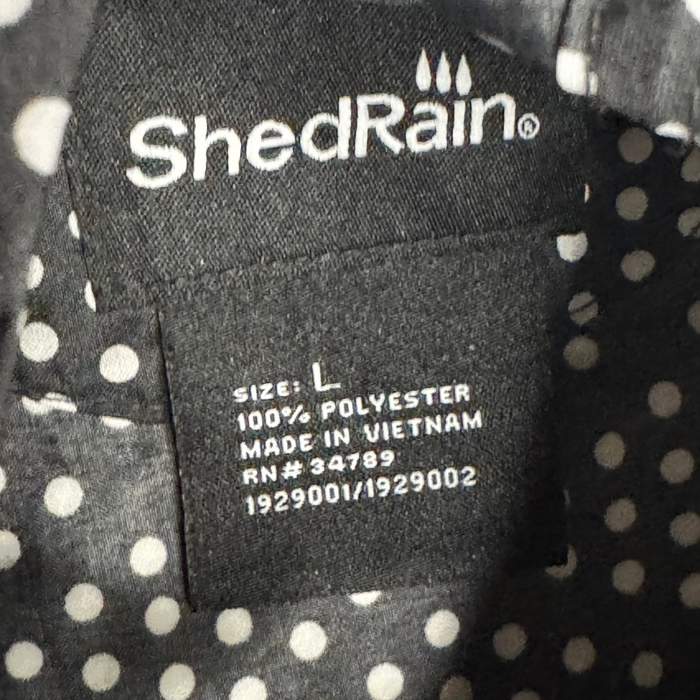 ShedRain Women's Black White Polka Dot Hooded‎ Lightweight Rain Jacket Size L - Picture 10 of 14